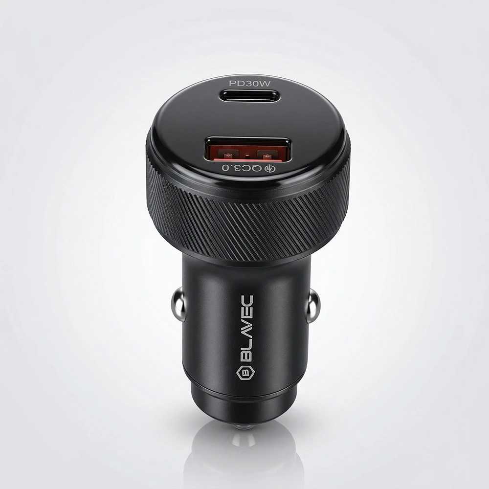 Blavec Automobilinis įkroviklis BS-04B-C Volt – USB + Type C – QC 3.0 18W PD 30W su Type C į Type C kabeliu (CCBS04BCV-UCB) juodos spalvos