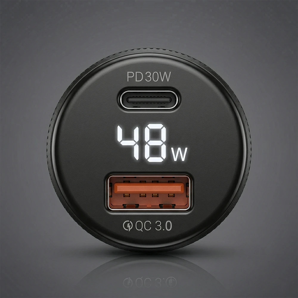 Blavec Automobilinis įkroviklis BS-04B-C Volt – USB + Type C – QC 3.0 18W PD 30W su Type C į Type C kabeliu (CCBS04BCV-UCB) juodos spalvos