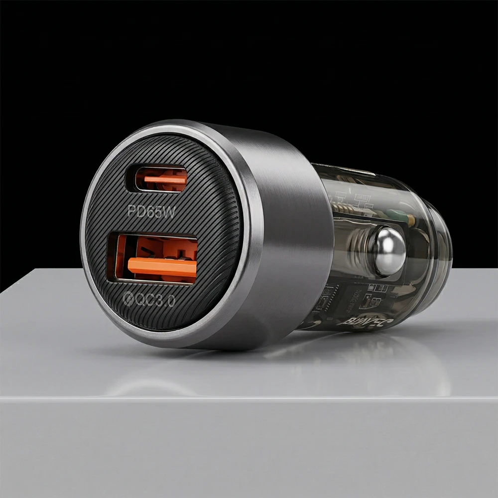 Blavec Automobilinis įkroviklis BS-05B-C Nitro – USB + Type C – QC 3.0 18W PD 65W su Type C į Type C kabeliu (CCBS05BCN-UCB) juodos spalvos