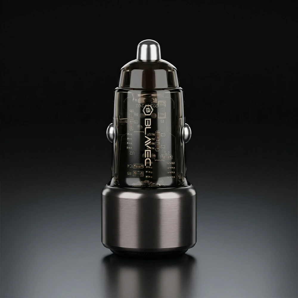 Blavec Automobilinis įkroviklis BS-05B-C Nitro – USB + Type C – QC 3.0 18W PD 65W su Type C į Type C kabeliu (CCBS05BCN-UCB) juodos spalvos