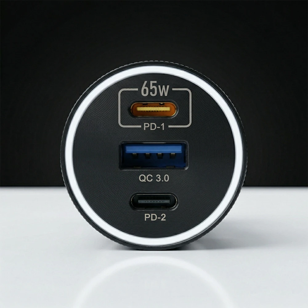 Blavec Automobilinis įkroviklis BS-06D-C Trip – USB + 2xType C – QC 3.0 18W PD 65W su Type C į Type C (CCBS06DCQ-U2CB) juodos spalvos