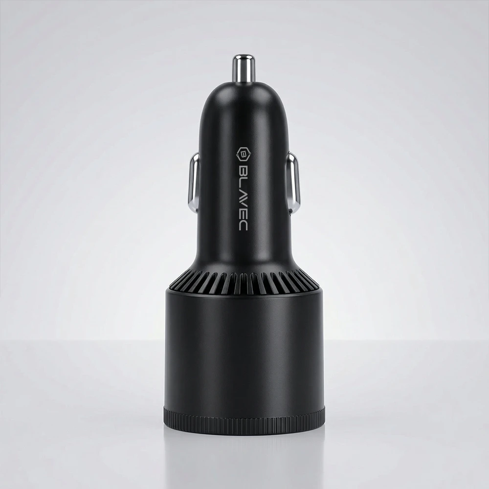 Blavec Automobilinis įkroviklis BS-06D-C Trip – USB + 2xType C – QC 3.0 18W PD 65W su Type C į Type C (CCBS06DCQ-U2CB) juodos spalvos