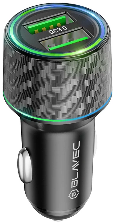 Oem Blavec Automobilinis įkroviklis BS-21A Carbon – 2xUSB – QC 3.0 36W 3A (CCBS21AC-2UB36) juodas