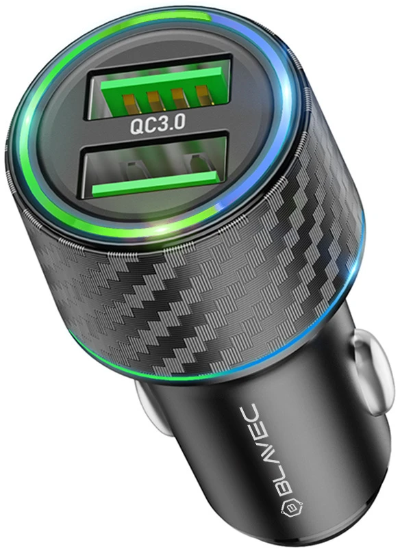 Oem Blavec Automobilinis įkroviklis BS-21A Carbon – 2xUSB – QC 3.0 36W 3A (CCBS21AC-2UB36) juodas