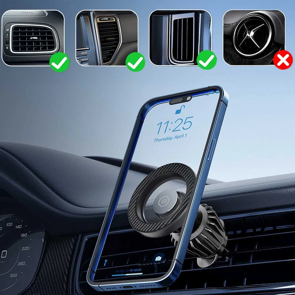 Blavec automobilinis laikiklis BH-16A Carbon magnetinis Magsafe (BH16AC-MAVB) juodos spalvos
