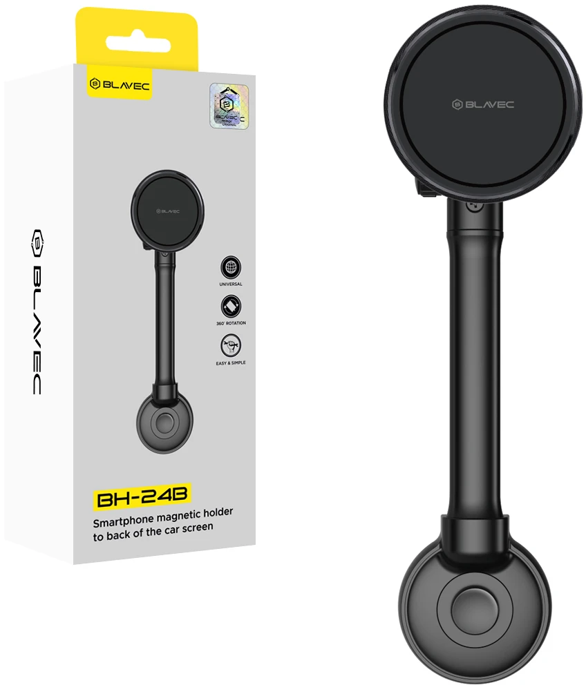 Blavec magnetinis automobilinis laikiklis BH-24B Magsafe, skirtas tvirtinti už ekrano / prie prietaisų skydelio (BH24B-MBSB), juodas