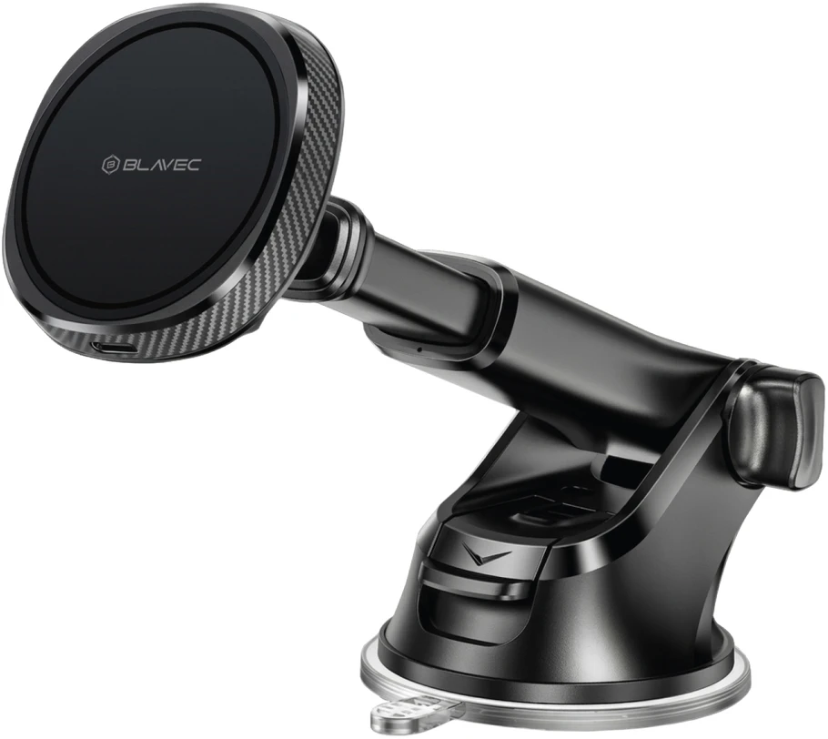 Blavec automobilinis telefono laikiklis BHC-06A 15W magnetinis su belaidžiu įkrovimu ir aktyviu aušinimu BHC06A-MWIB) juodos spalvos