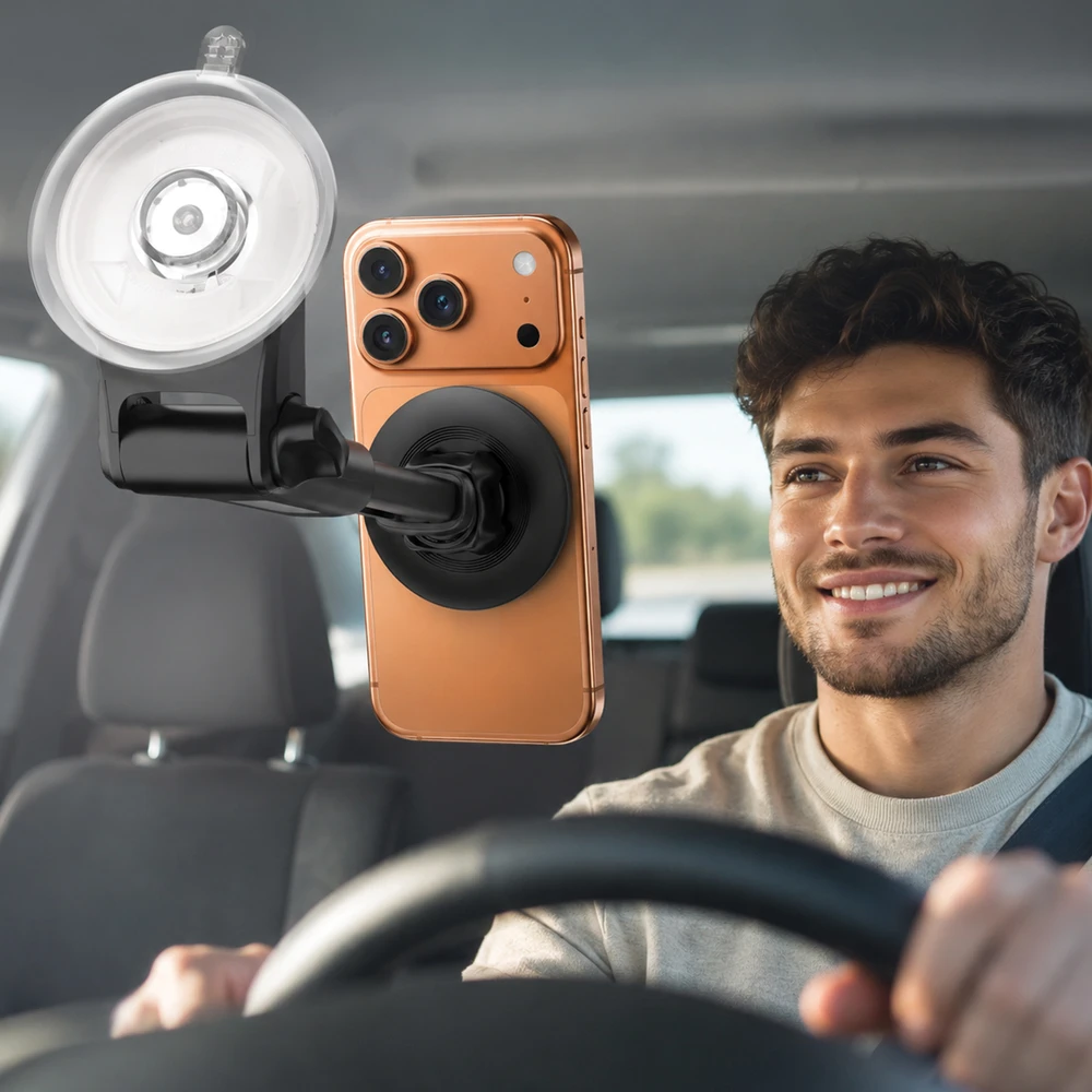 Blavec automobilinis telefono laikiklis BHC-06A 15W magnetinis su belaidžiu įkrovimu ir aktyviu aušinimu BHC06A-MWIB) juodos spalvos