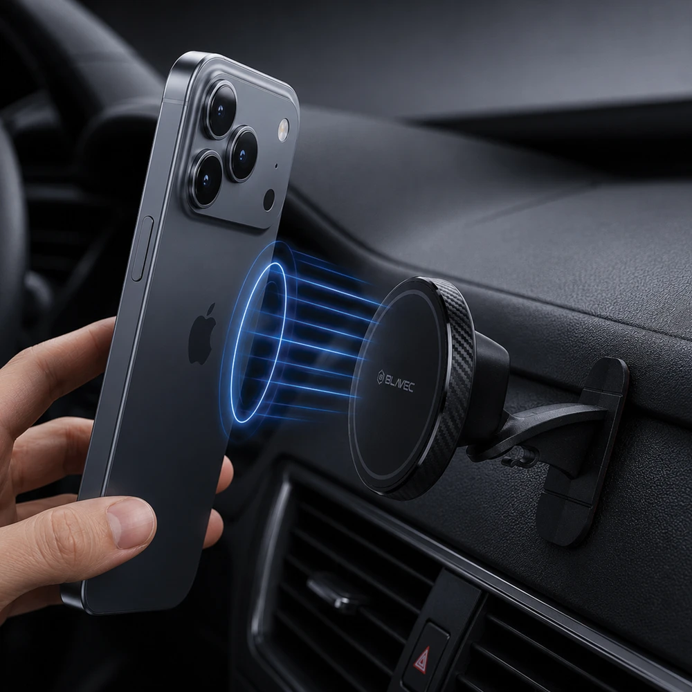 Blavec automobilinis telefono laikiklis BH-23B magnetinis (BH23-MDB) juodos spalvos