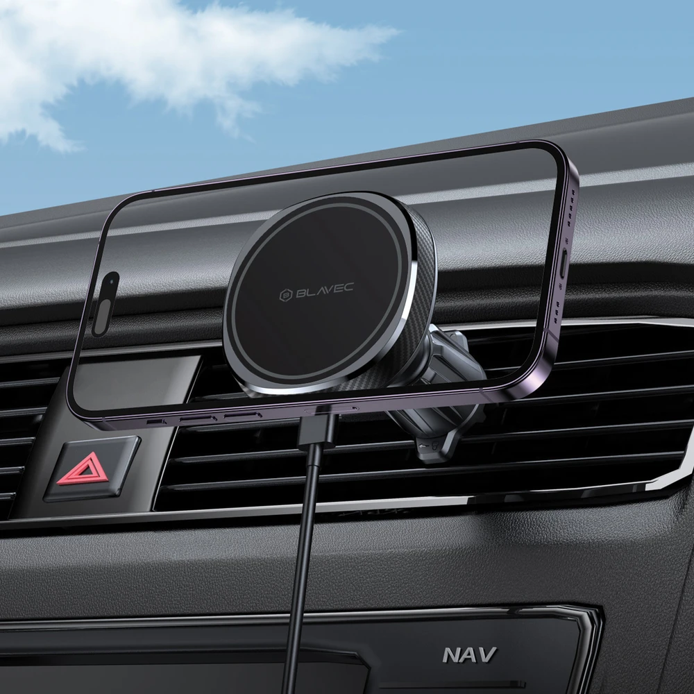 Blavec automobilinis telefono laikiklis BHC-06B 15W magnetinis su belaidžiu įkrovimu ir aktyviu aušinimu (BHC06B-MAVIB) juodos spalvos