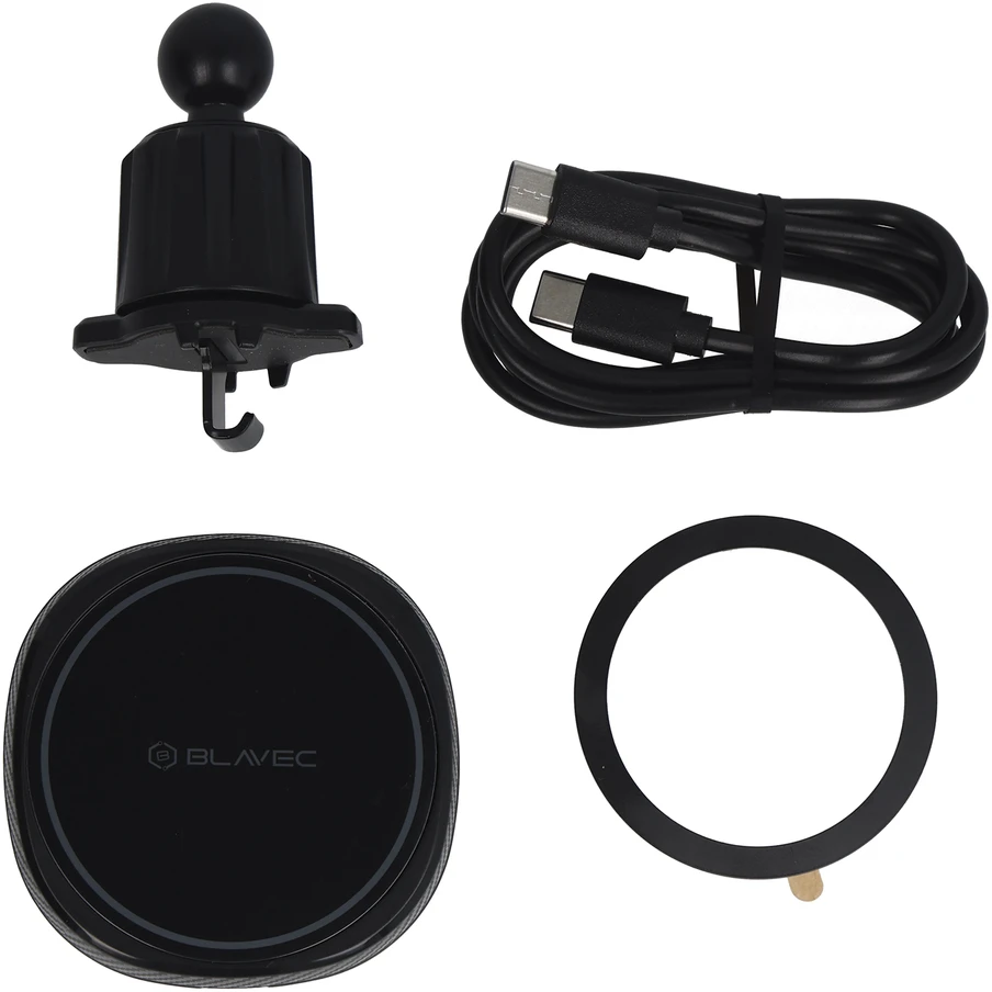 Blavec automobilinis telefono laikiklis BHC-06B 15W magnetinis su belaidžiu įkrovimu ir aktyviu aušinimu (BHC06B-MAVIB) juodos spalvos