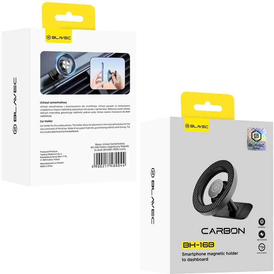 Blavec automobilnis laikiklis BH-16B Carbon magnetinis Magsafe (BH16BC-MDB) juodos spalvos