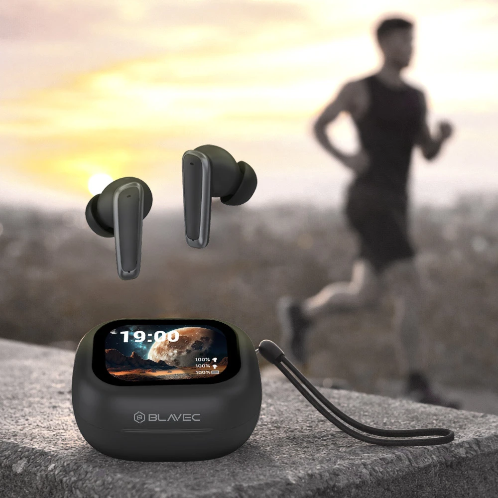 Blavec Bluetooth TWS ausinės BW-07 Live with LCD display (BW07L-B) juodos spalvos