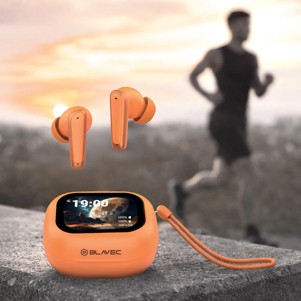 Blavec Bluetooth TWS ausinės BW-07 Live with LCD display (BW07L-O) oranžinis