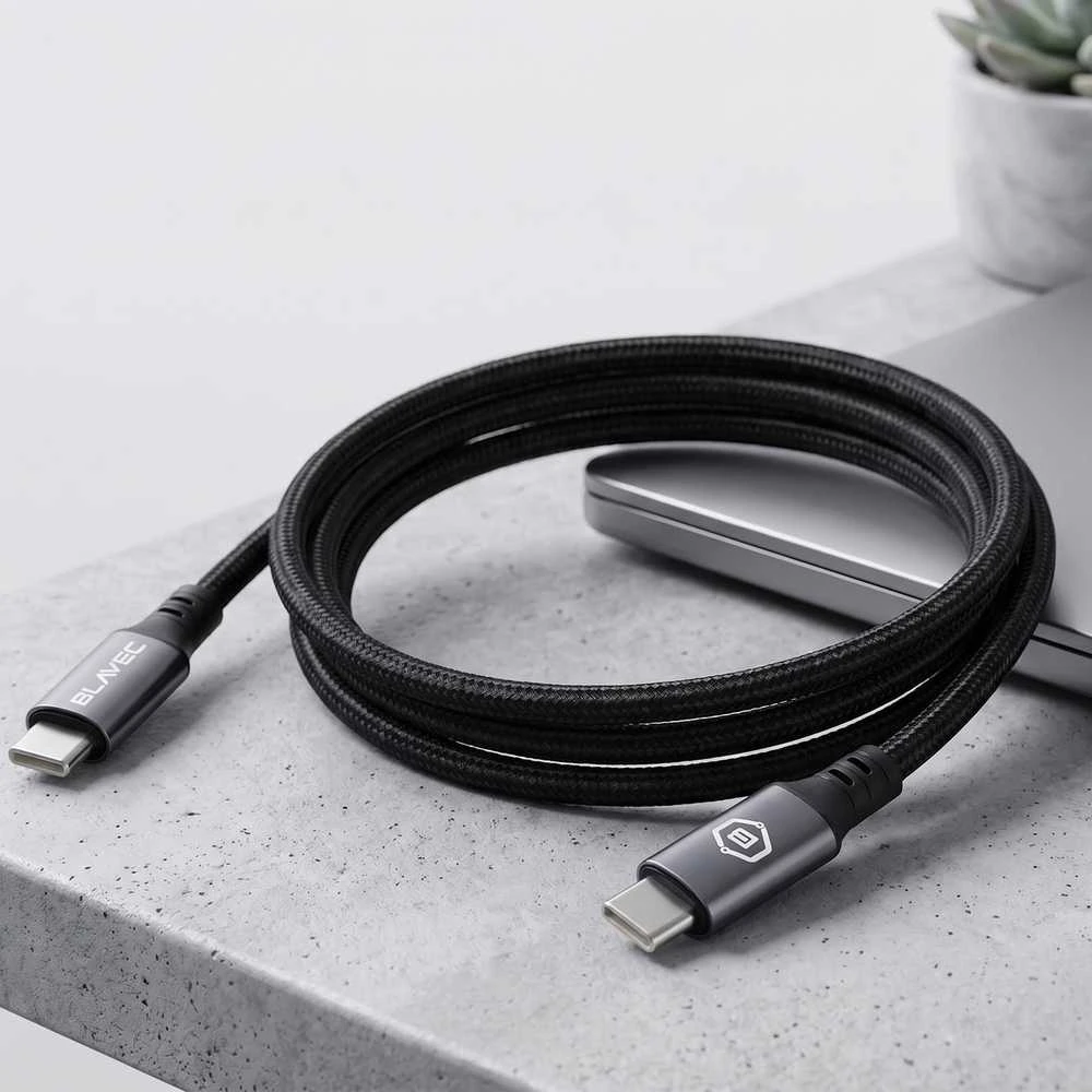 Blavec Zumi pintas kabelis – C tipo į C tipo jungtį – PD 60W 3A LCD ekranas, 1 metras, Apple CarPlay/Android Auto (CZU-CC3B10) juodos spalvos