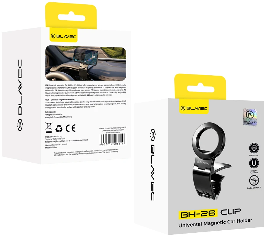 Blavec Car Holder BH-26 Clip magnetic universal (BH26-MUB) juodos spalvos