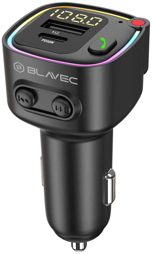 Blavec FM moduliatorius Flash TR-02 MP3, Bluetooth - USB + Type C - PD 30W (TFMFTR02-B) juodos spalvos
