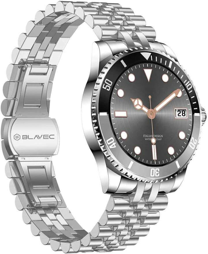 Blavec išmanusis laikrodis M-02 Business AMOLED Full Touch Voice Call (SWM02-S) sidabro spalvos