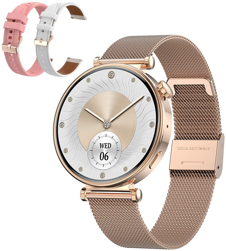 Blavec Išmanusis laikrodis W17 Amber HD AMOLED (SWW17-RG) rožinio aukso spalvos + 2 bands
