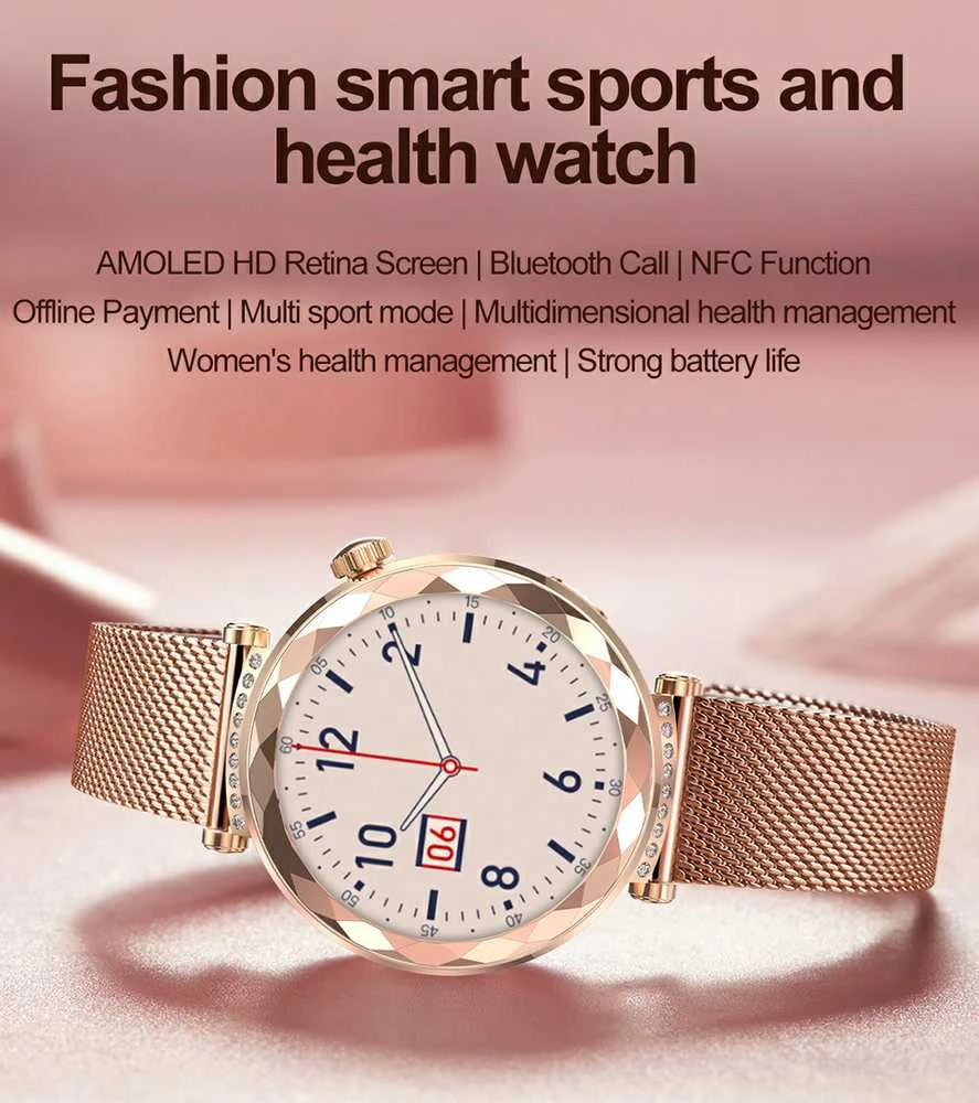Blavec išmanusis laikrodis W19 Liana HD AMOLED (SWW19-RG) rose auksinis + 2 apyrankės