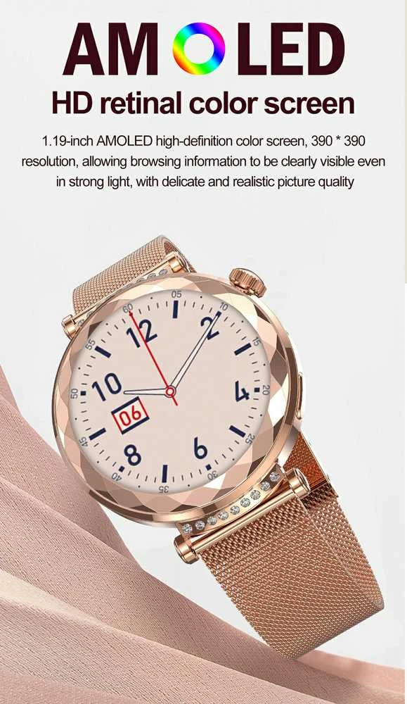Blavec išmanusis laikrodis W19 Liana HD AMOLED (SWW19-RG) rose auksinis + 2 apyrankės