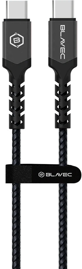 Blavec Cable Raptor braided – Type C to Type C – PD 60W 3A 3 metres Apple CarPlay/Android Auto (CRA-CC3BG30) juodas-pilkas