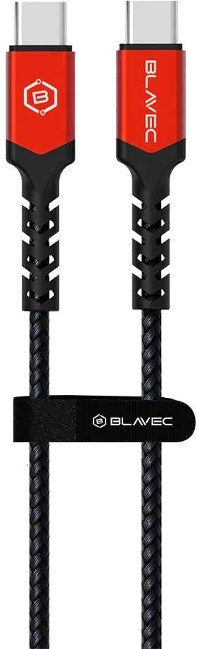 Blavec kabelis Raptor pintas – Type C į Type C – PD 100W 5A 1 metras (CRA-CC5BR10) juodos-raudonos spalvos