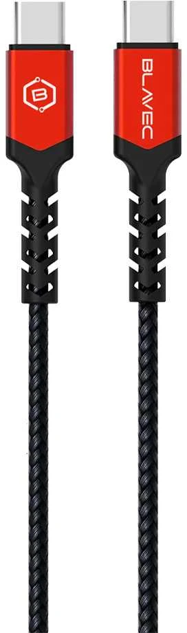 Blavec kabelis Raptor braided – Type C į Type C – PD 60W 3A 0,25 metras (CRA-CC3BR025) juodos spalvos-raudonos spalvos