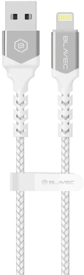 Blavec Cable Raptor pintas – USB į Lightning – 2A 3 metrai CarPlay (CRA-UL2WS30) baltas-sidabrinis