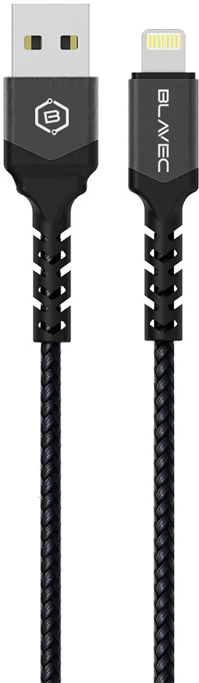 Blavec Cable Raptor pintas – USB į Lightning – 2,4A 0,5 metro CarPlay (CRA-UL24BG05) juodas-pilkas