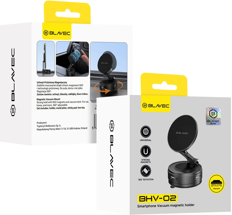 Blavec laikiklis automobilinis BHV-02 magnetinis (BHV02-PMB) juodos spalvos