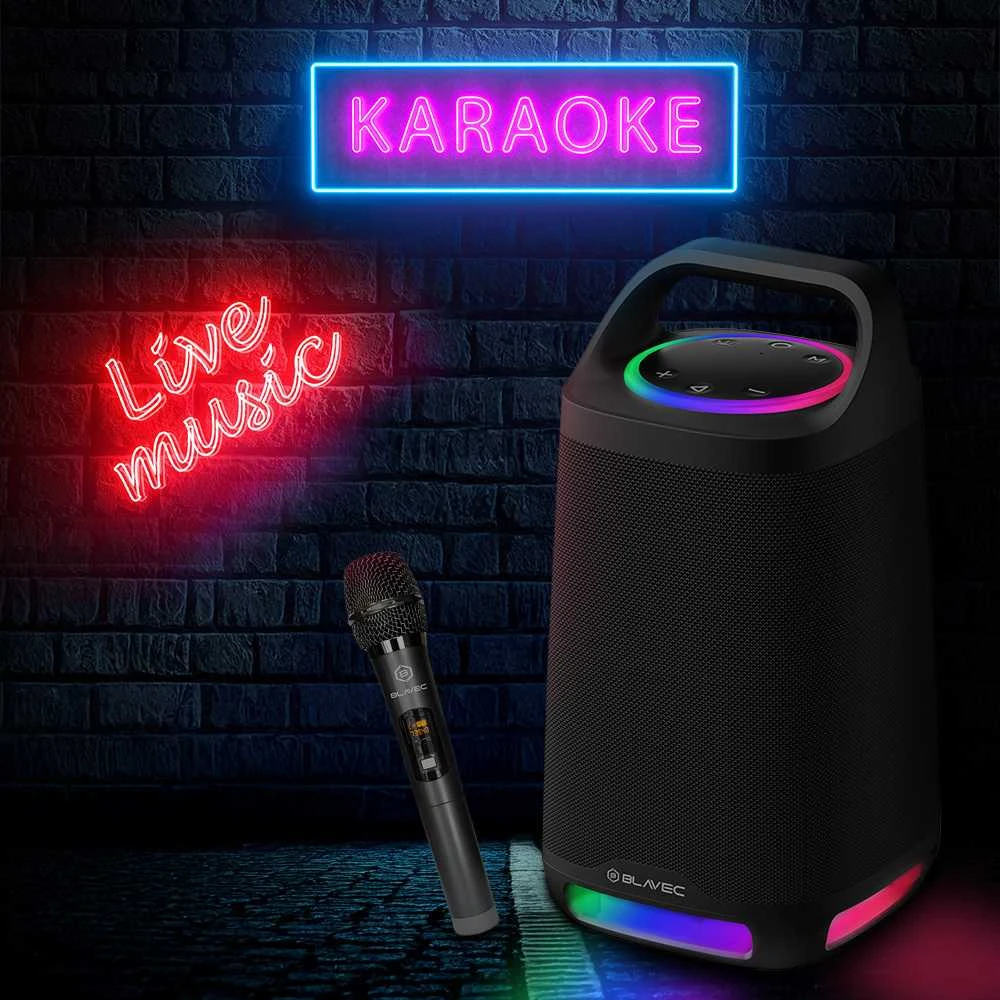 Blavec nešiojama Bluetooth kolonėlė TWS WS-01 Karaoke – 160W su mikrofonu (WS01-MB) juodos spalvos