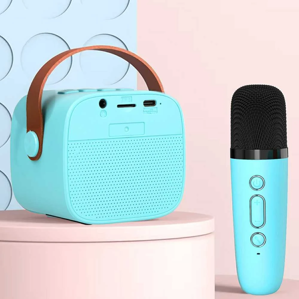 Blavec nešiojama bluetooth kolonėlė WS-07 Karaoke Party – 5W su 2 mikrofonais (WS07-2MBL) mėlynos spalvos