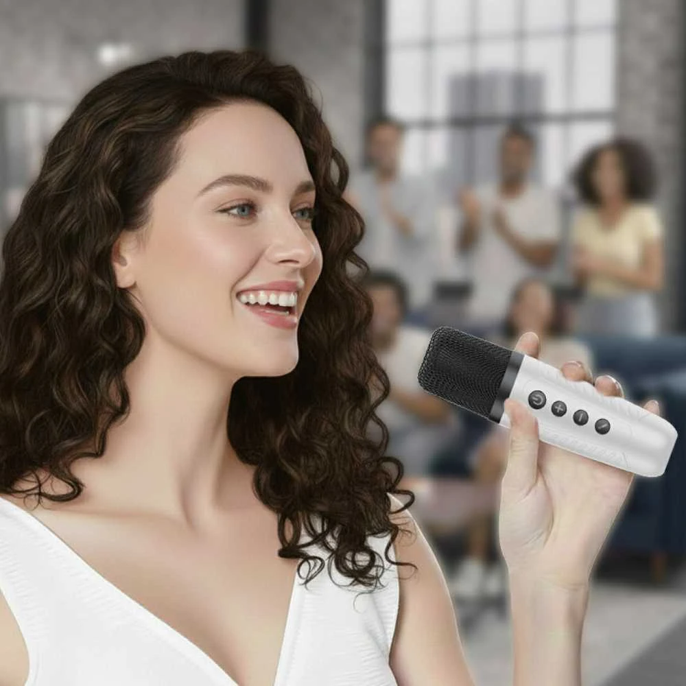 Blavec nešiojama bluetooth kolonėlė WS-08 Karaoke Idol – 8W su 2 mikrofonais (WS08-2MW) baltos spalvos