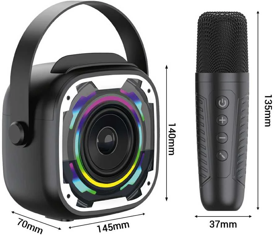 Blavec nešiojama bluetooth kolonėlė WS-08 Karaoke Idol – 8W su 2 mikrofonais (WS08-2MB) juodos spalvos