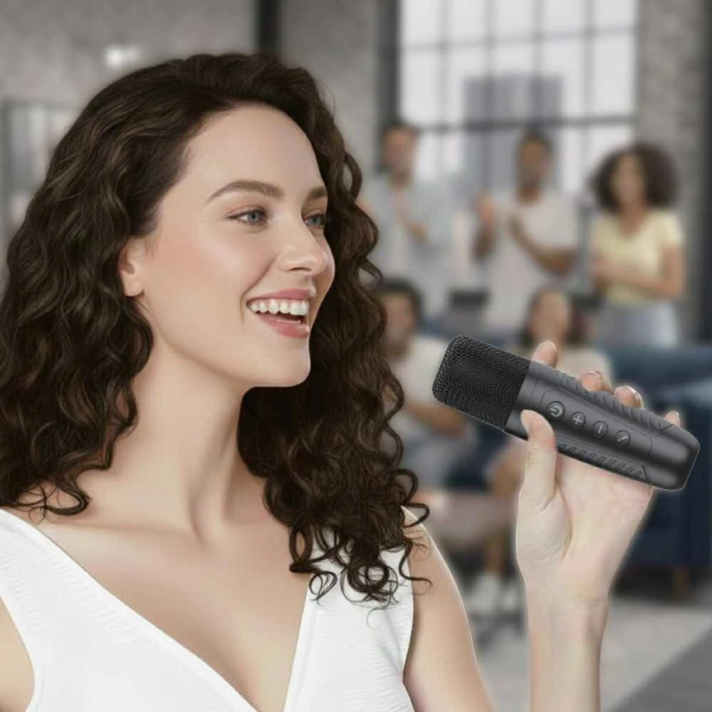 Blavec nešiojama bluetooth kolonėlė WS-08 Karaoke Idol – 8W su 2 mikrofonais (WS08-2MB) juodos spalvos