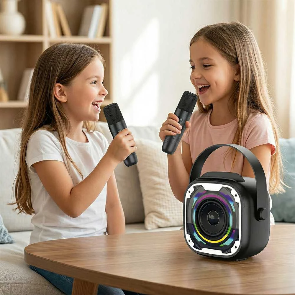 Blavec nešiojama bluetooth kolonėlė WS-08 Karaoke Idol – 8W su 2 mikrofonais (WS08-2MB) juodos spalvos
