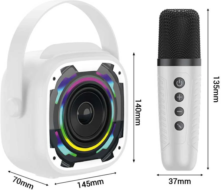 Blavec nešiojama bluetooth kolonėlė WS-08 Karaoke Idol – 8W su 2 mikrofonais (WS08-2MW) baltos spalvos