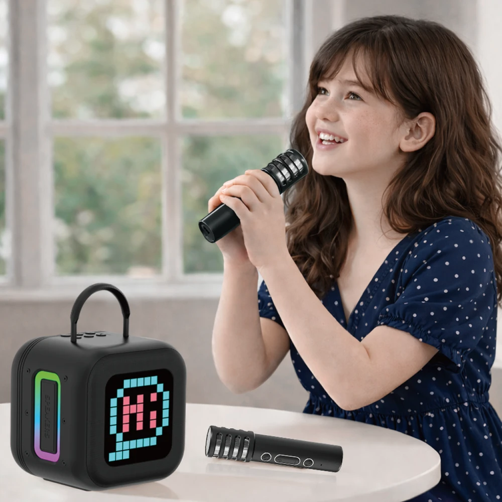 Blavec nešiojama kolonėlė Bluetooth WS-09 Karaoke Fun – 10W su 2 mikrofonais (WS09-2MB) juodos spalvos