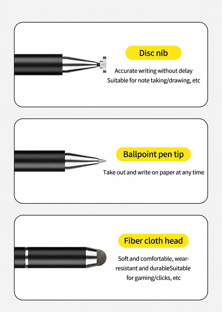 Blavec pasyvus rašiklis Pen Stylus BPS-01 universalus 3in1 (BPS01-UB) juodos spalvos