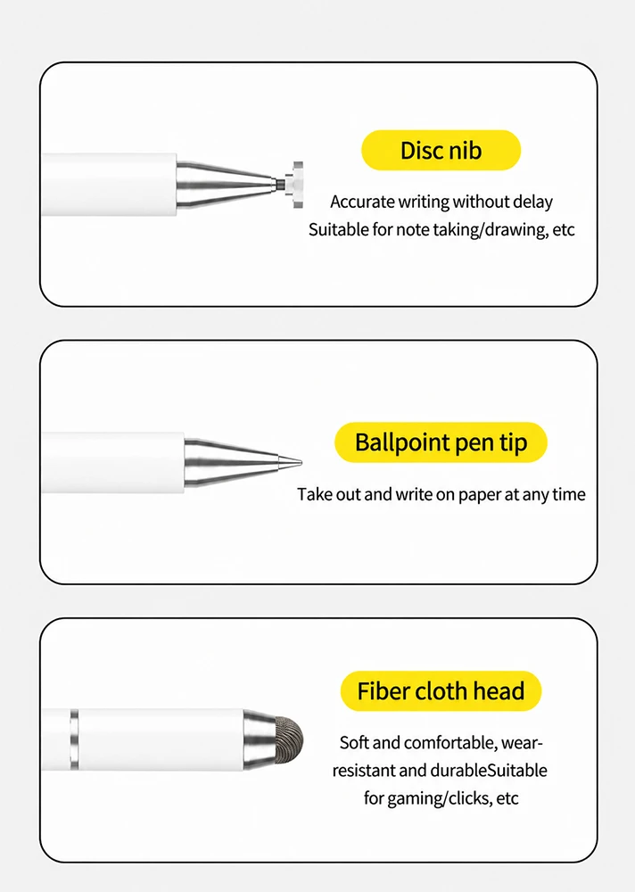 Blavec pasyvus rašiklis Pen Stylus BPS-01 universalus 3in1 (BPS01-UW) baltos spalvos