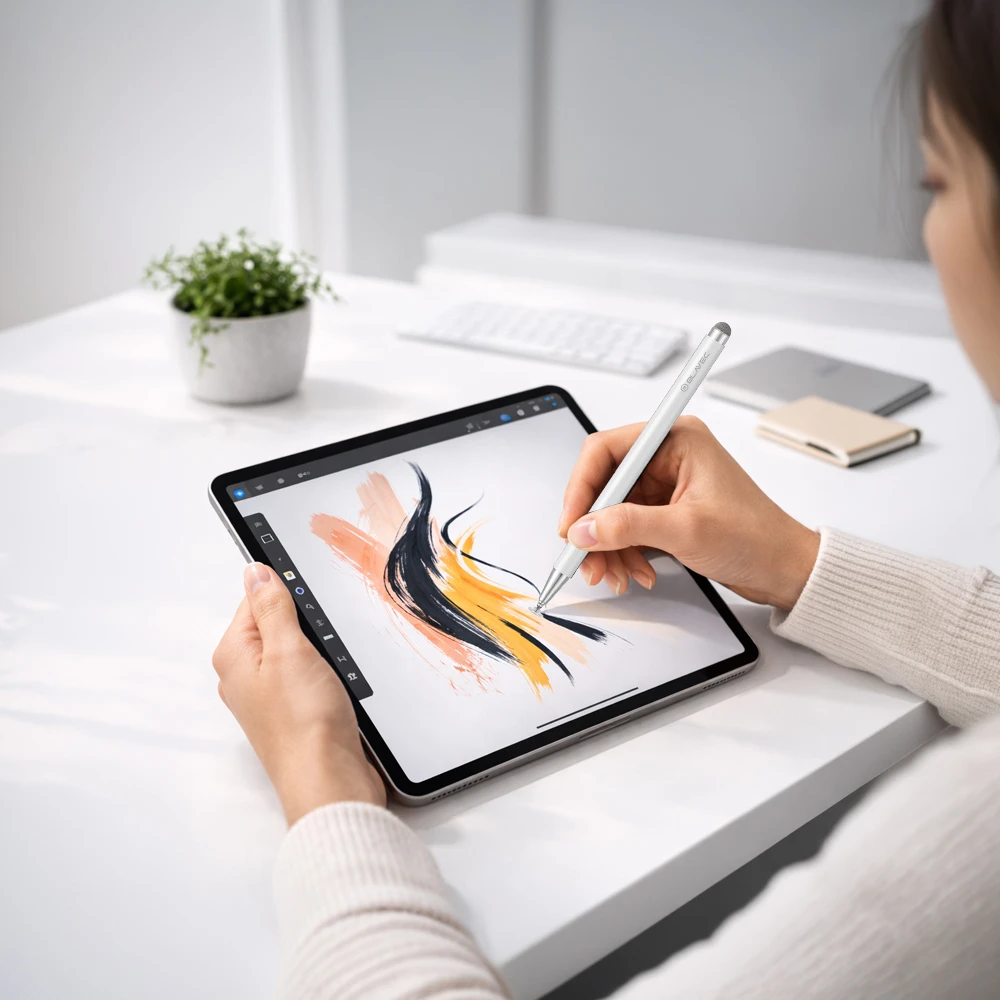 Blavec pasyvus rašiklis Pen Stylus BPS-02 universalus 2in1 (BPS02-UW) baltos spalvos