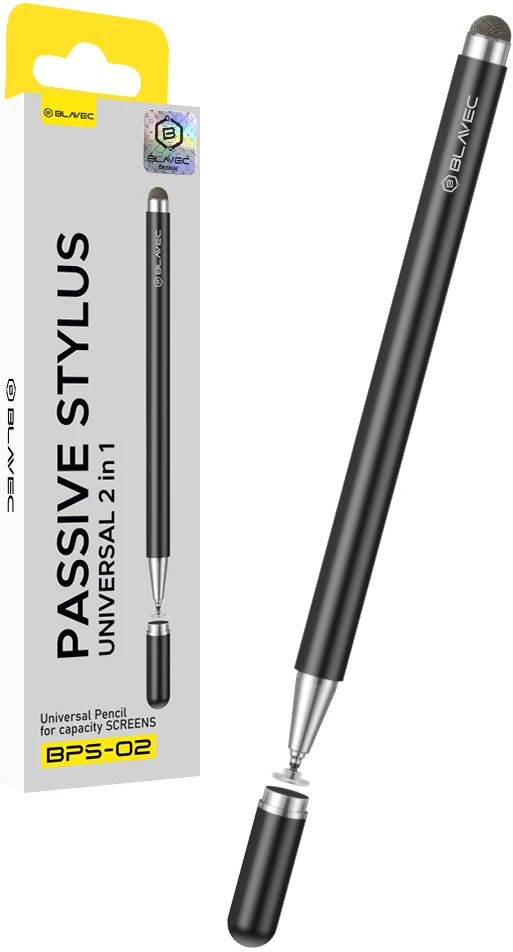 Blavec pasyvus rašiklis Pen Stylus BPS-02 universalus 2in1 (BPS02-UB) juodos spalvos