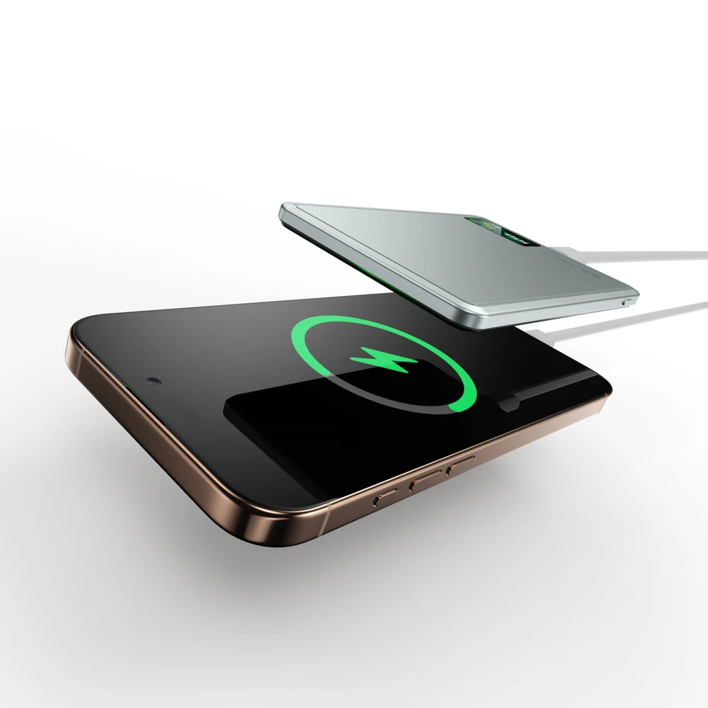Oem Blavec Power Bank 10000mAh BJ-03 Slim 13,5mm – Type C – 22,5W magnetic Magsafe 3 in 1 (PBBJ03-MC10G) pilkos spalvos