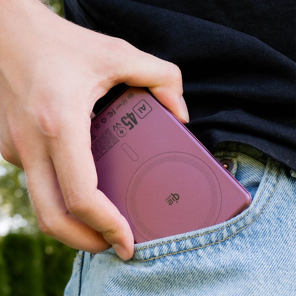 Blavec Power Bank 10000mAh BJ-05 Ultra Fast 16mm – Typ C – Qi2.2 25W + PD 45W magnetyczny indukcyjny Magsafe 2 w 1 (PBBJ05-QI22MC10P) violetinė aluminiowy