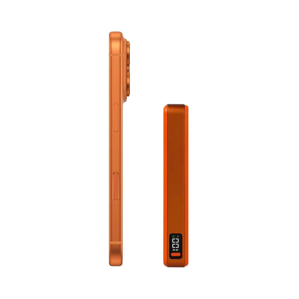 Blavec Power Bank 10000mAh BJ-05 Ultra Fast 16mm – Type C – Qi2.2 25W + PD 45W magnetic induction Magsafe 2 in 1 (PBBJ05-QI22MC10O) oranžinės spalvos aluminum