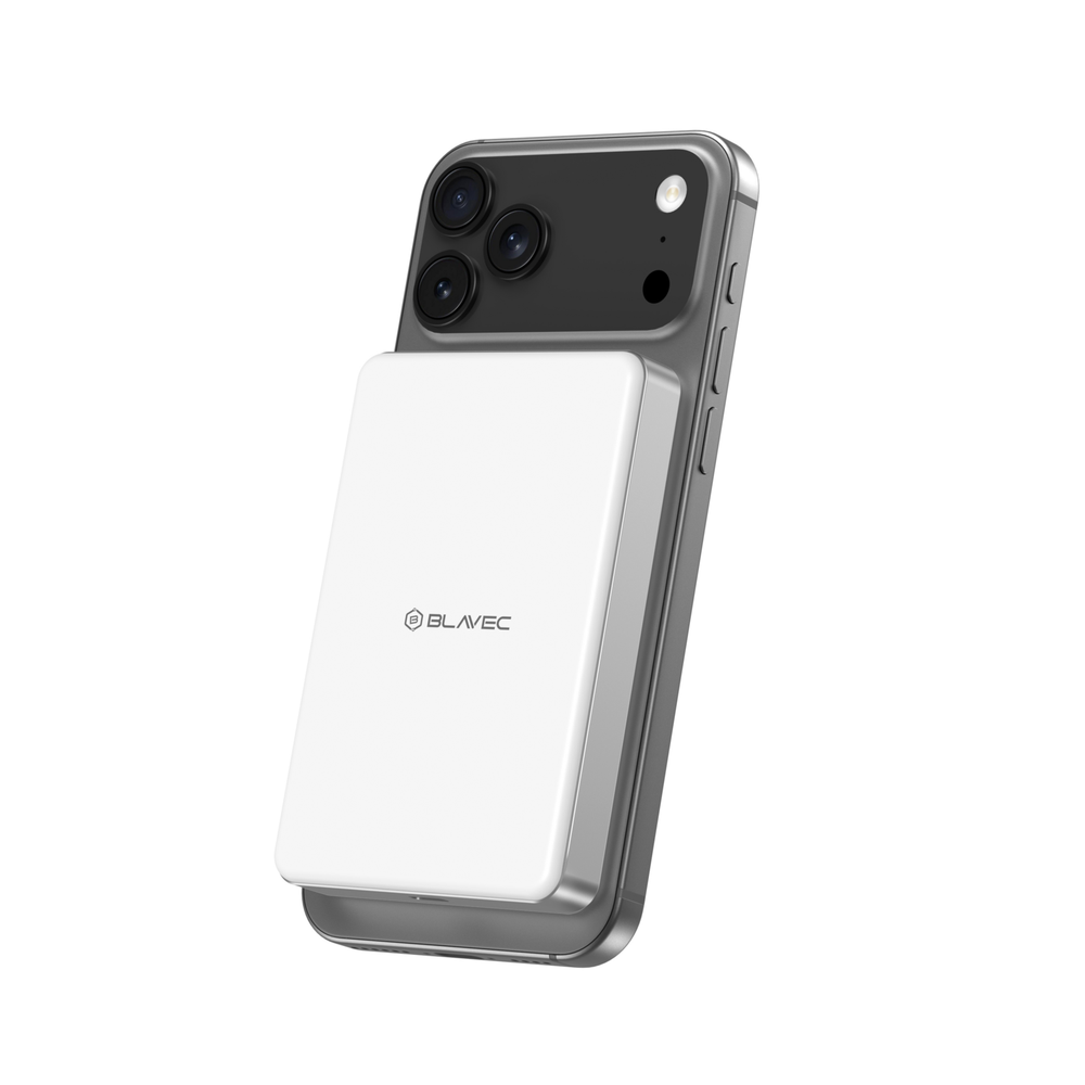 Blavec Power Bank 10000mAh BJ-05 Ultra Fast 16mm – Type C – Qi2.2 25W + PD 45W magnetic induction Magsafe 2 in 1 (PBBJ05-QI22MC10W) baltas