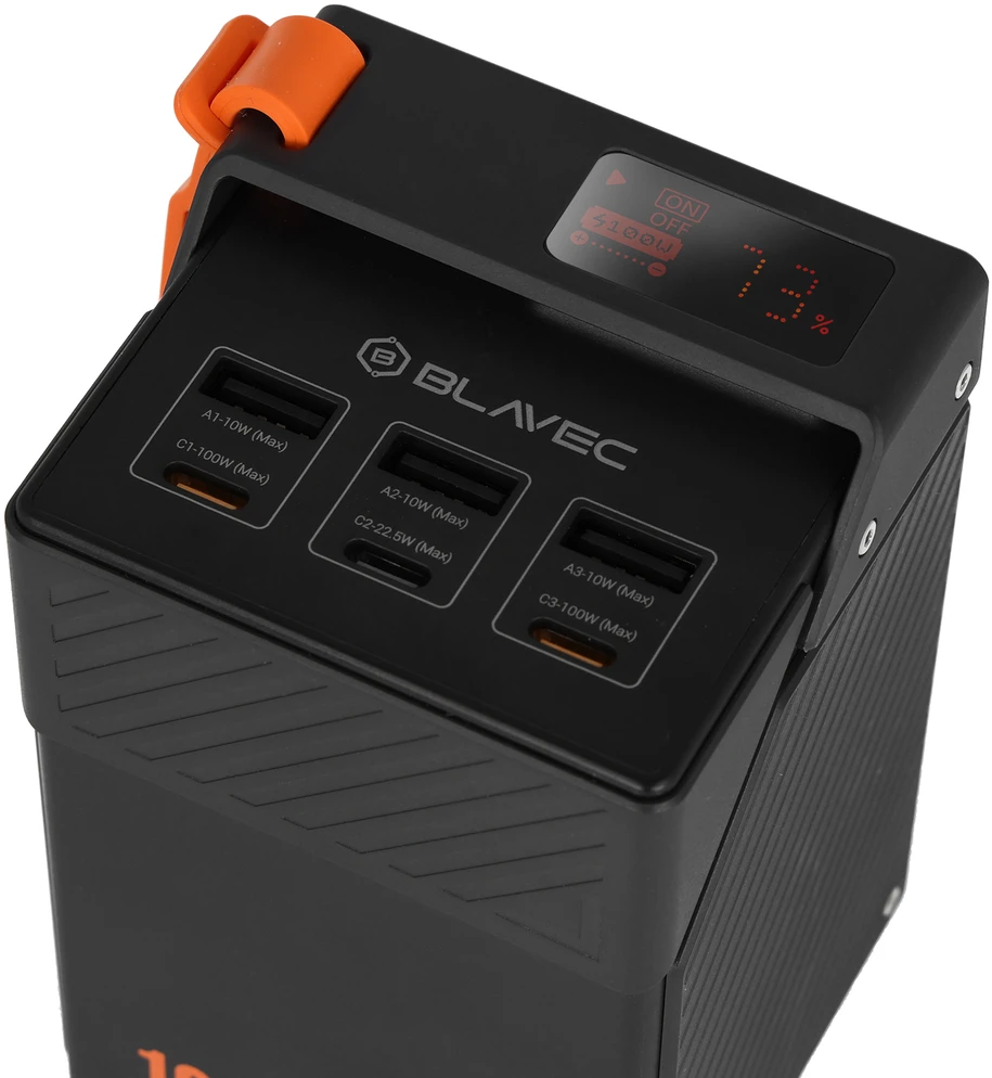 Blavec Power Bank 50000mAh BJ-50 Tytan 100W – 3x Type-C + 3x USB-A (PBBJ50C) juodos spalvos