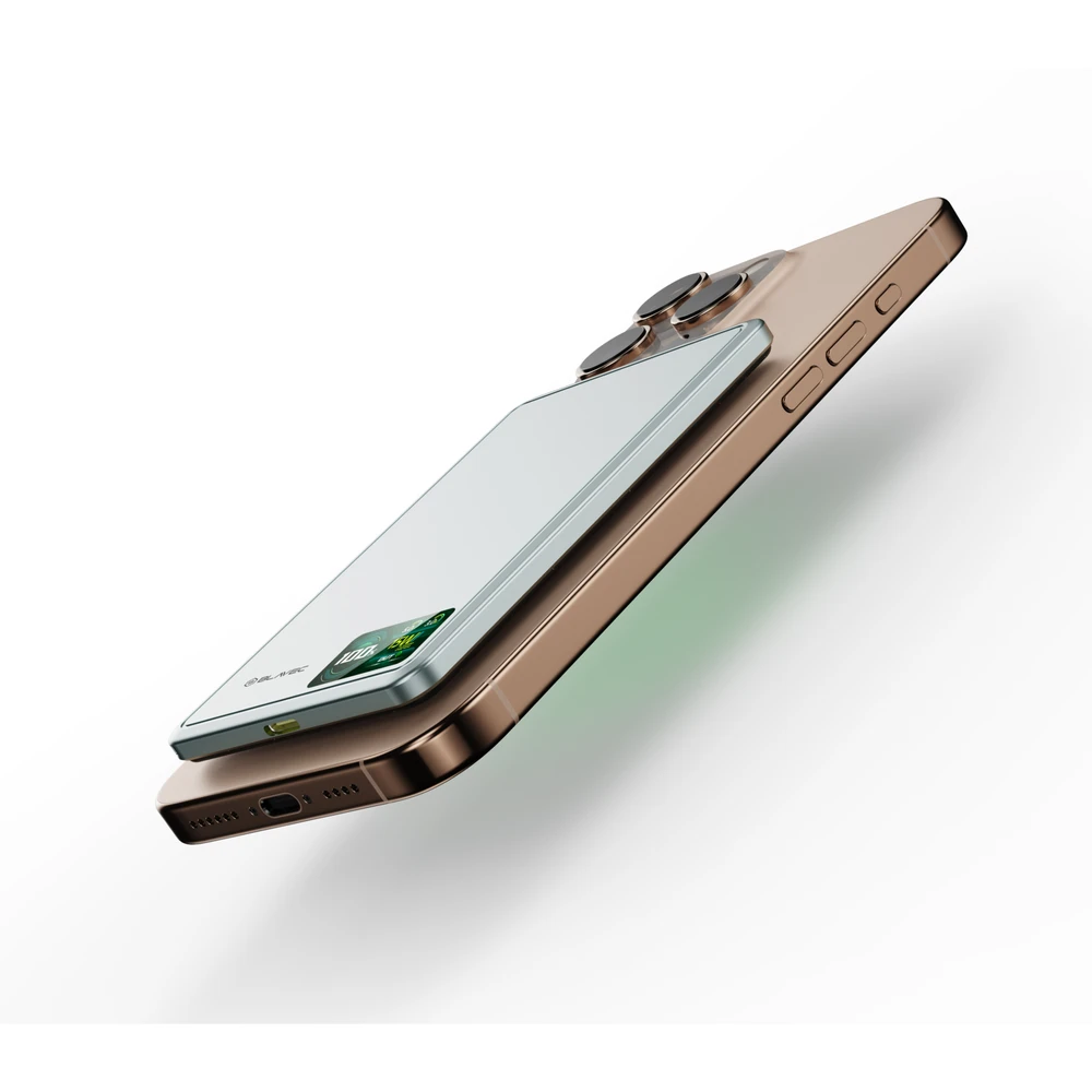 Oem „Blavec“ išorinė baterija 5000mAh BJ-03, itin plona, 7,8 mm, C tipo, 22,5 W, magnetinė, „Magsafe 3 in 1“ (PBBJ03-MC5G), aliuminio spalvos pagalvėlės