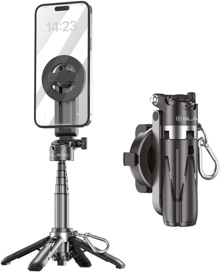 Blavec Selfie Stick Aliuminio Coco Mini P05 Magsafe tripod + distancinis + ištraukimas 0,41 metro (SSCMP05-MTRHB041) juodos spalvos